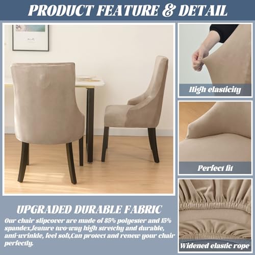 Lot de 6 housses de chaise en velours extensibles pour salle à manger