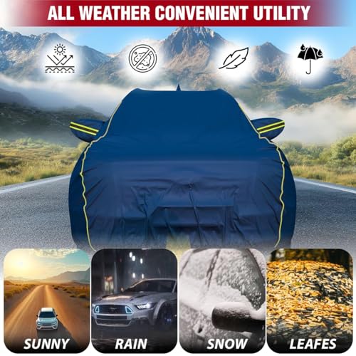 Image of for Nissan Magnite 100% Waterproof Car Cover for All Weather Protection with Mirror Pockets, Soft Cotton Lining, Triple Stitched with Adjustable Belt Bottom Elastic to Secure Fit