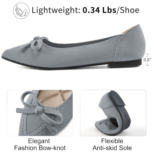 Image of Ablanczoom Ballet Flats Shoes for Women: Dressy Pointed Toe Bow Knit Flats Comfortable Slip On Work Business Casual Shoes
