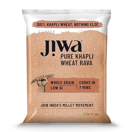 Image of Jiwa Pure Khapli Wheat Rava | 500 G | Cooks In 7 Minutes | Broken Emmer Rava | Low GI | Suitable For Diabetics
