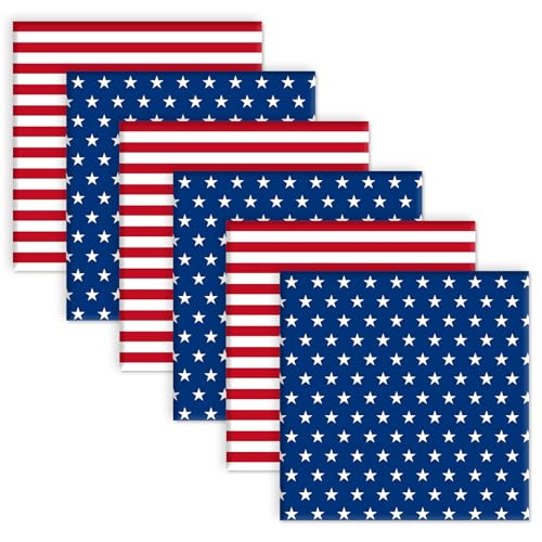 Whaline 6Pcs Patriotic Cotton Fabric Bundles 10 x...