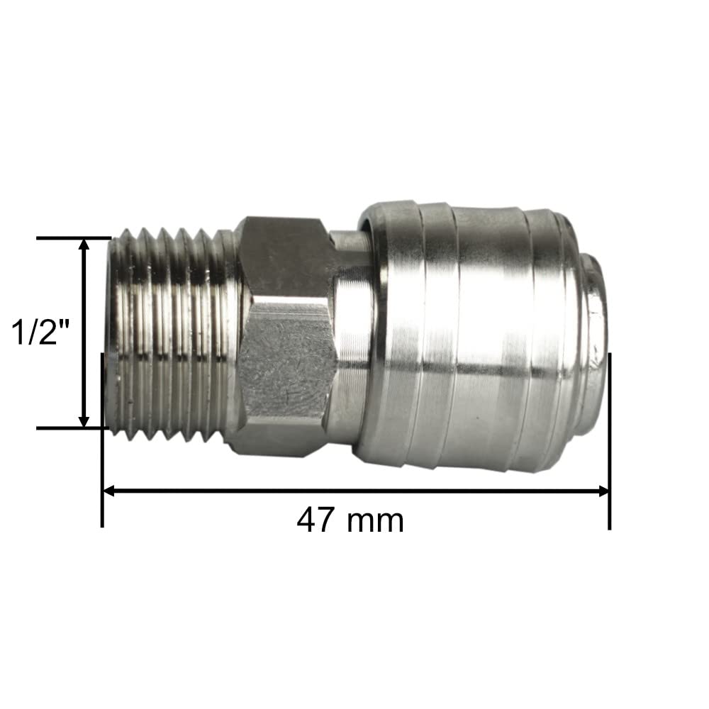 Attacchi Rapidi Aria Compressa Raccordi Innesto Rapido 12mm OD X 3/8 BSP Maschio - Confezione Da 5 Pezzi Raccordi Maschio Rame - Foto 9