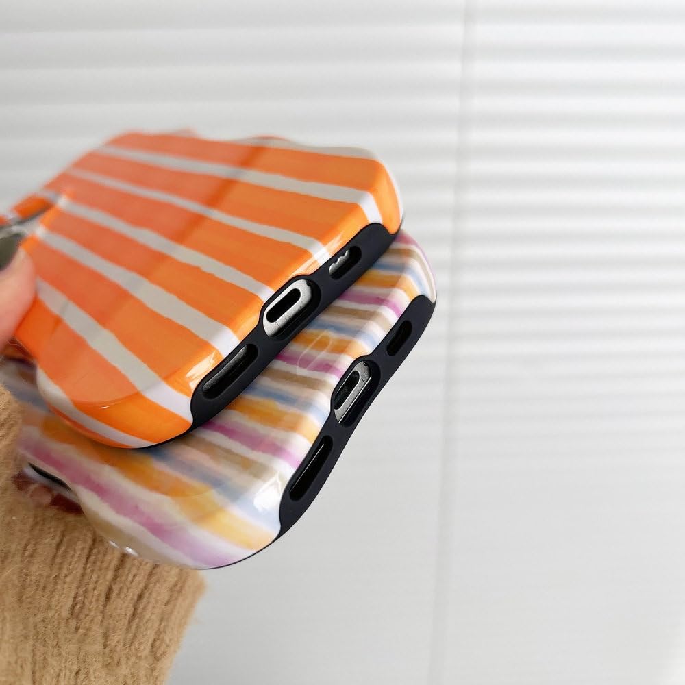 Modne etui 2 w 1 z błyszczącymi paskami na iPhone'a 13 14 15 16 Pro Max, z falowanymi krawędziami, wygodne w dotyku, twarde, smukłe, kolorowe, do iPhone'a 14