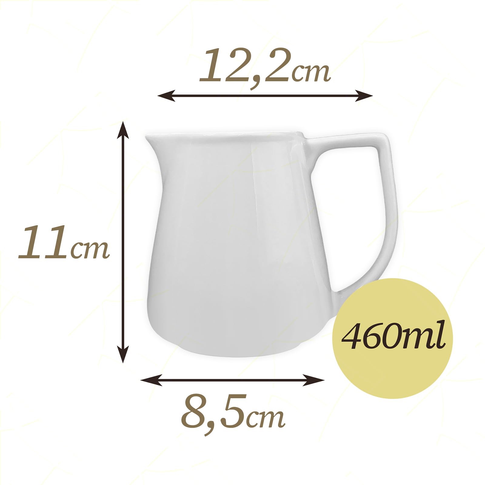 Sicignano | Set 2 Lattiere Grandi in Porcellana Bianca 460 ml – Ideale per Servire Grandi Quantità di Latte, Panna o Bevande – per Uso Professionale e Domestico