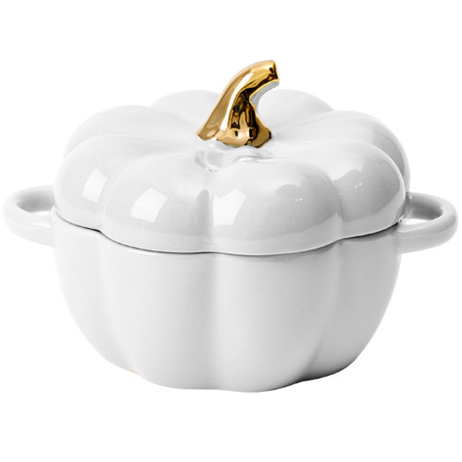 VHJdtE Ceramic stew pots, Saucepans Soup Bowl with Lid and Handle Large Serving Tureen Shape(White)