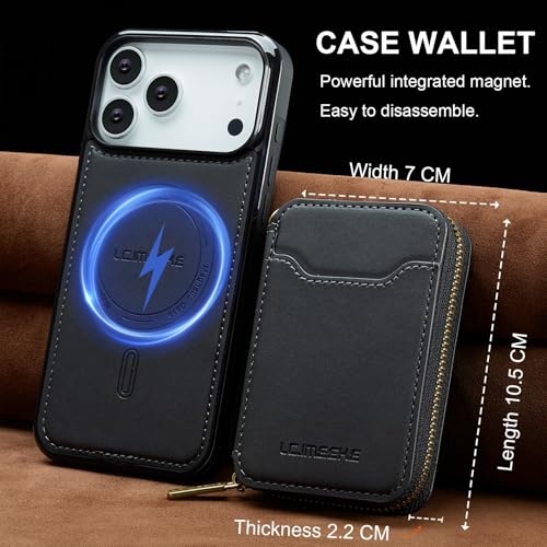Étui iPhone 14 Pro Max portefeuille magnétique amovible cuir rouge à rabat - 5