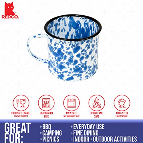 Red-Co-Set-of-6-Enamelware-Metal-Medium-Classic-12-Oz-Round-Coffee-and-Tea-Mug-with-Handle-Navy-Blue-MarbleBlack-Rim–Splatter-Design Red Co Set of 6 Enamelware Metal Medium Classic 12 Oz Round Coffee and Tea Mug with Handle Navy Blue MarbleBlack Rim–Splatter Design