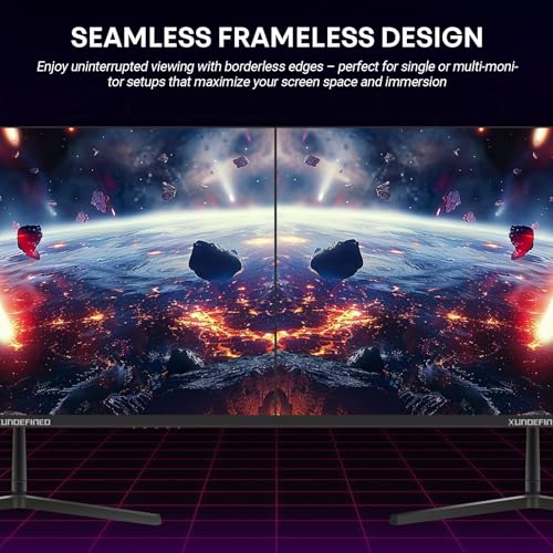Image of XUNDEFINED 24 Inch 144Hz Gaming Monitor with Speaker, FHD(1920 x 1080) Frameless IPS Computer Monitor with Freesync, 100% sRGB, Low Blue Light, VESA, HDMI, VGA Port for Gaming, Home Office Working