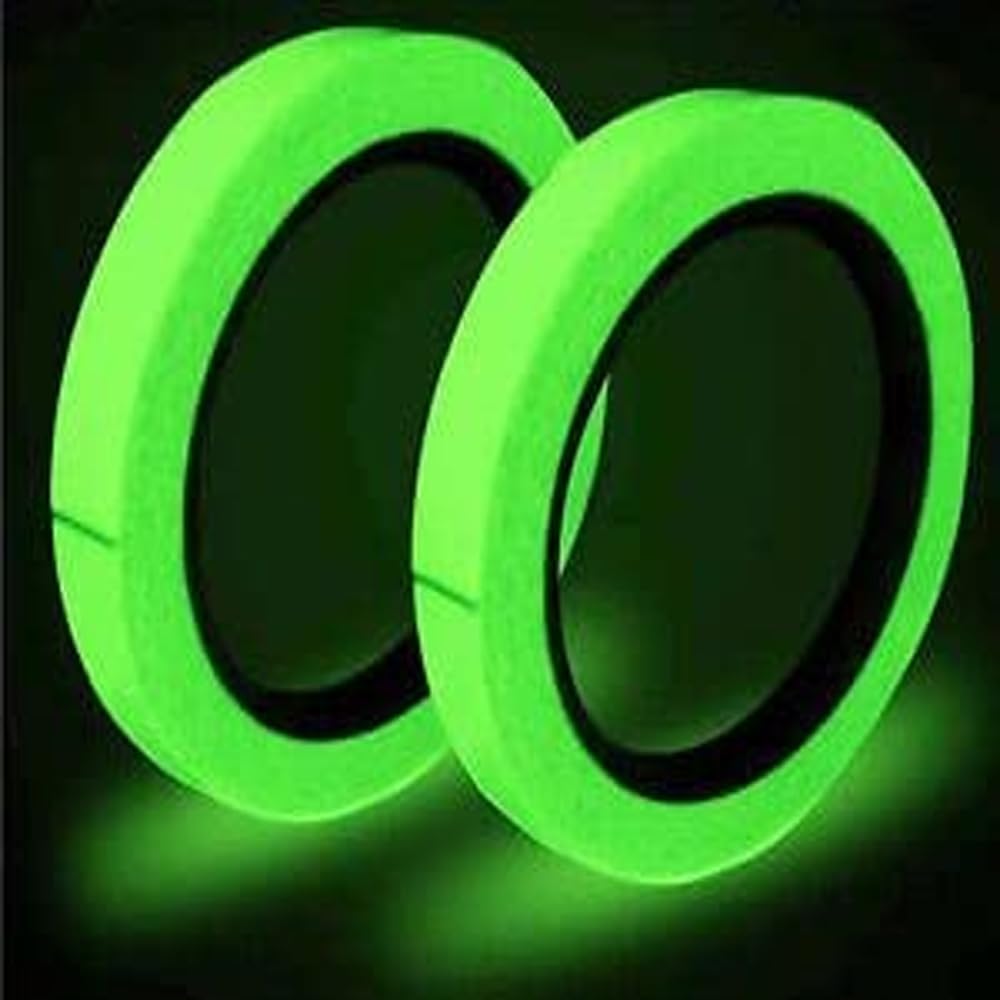 D-fix® 2PCS Luminous Glow in The Dark Tape, 20 MM x 3 MTR, Waterproof Glow Tape Glow in The Dark, Luminous Tape, Fluorescent Tape, Glow in Dark Duct Tape, Glow Tape for Stage Stair Outdoor Color-Green