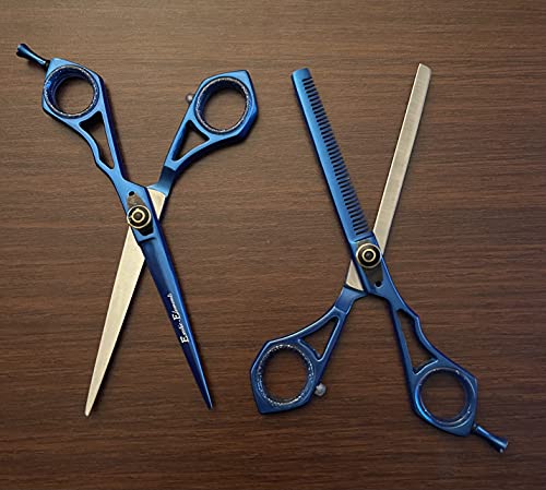 Hair Stylist Special Edition Mustache Hair Eyebrow and Beard Cutting Scissors Set Blue & Stainless Steel Scissor Kit