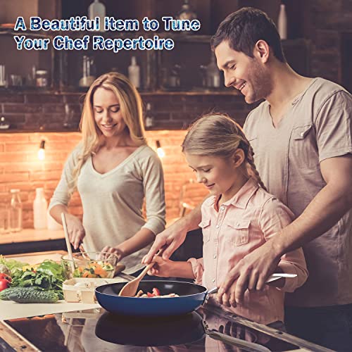 Image of 10 inch Frying Pan with Lid, Diamond Infused Frying Pan, Blue Color Diamond Fry Pan 10 Inch, 10 Inch Skillt Nonstick, DIamond Nonstick Skillet with Glass Lid