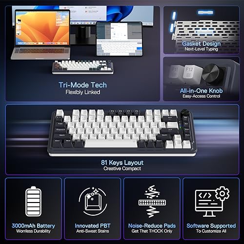 Redragon K673WB-RGB-PRO K673 Pro 75% Wireless Gasket Rgb Gaming Keyboard thumb #1