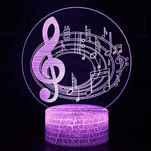 3D Led Treble Note Staves Lámpara Temática Luz Nocturna 7 Cambio De Color Lámpara De Humor Regalo De Navidad