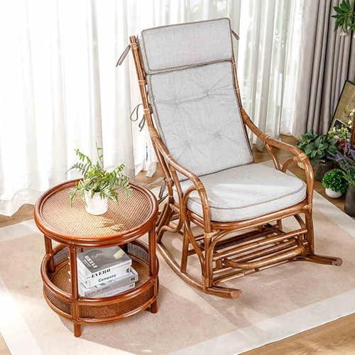 Outdoor-Rattan-Schaukelstuhl mit Kissen, stilvolle Terrassenwippe für...