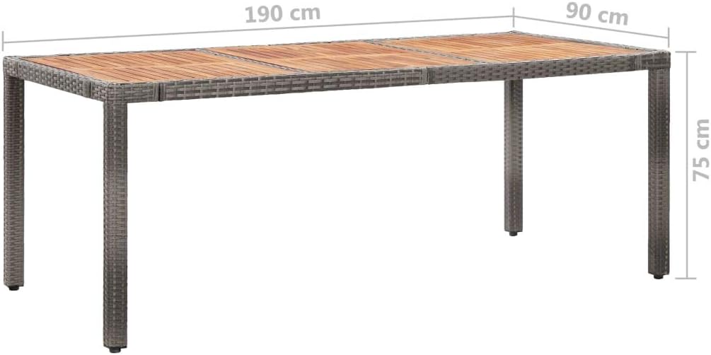 vidaXL 9 Piece Patio Dining Set with Cushions Poly Rattan Gray