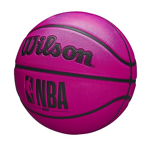 Image of WILSON NBA DRV Outdoor Basketball with Pump - Pink, Size 7-29.5 inch