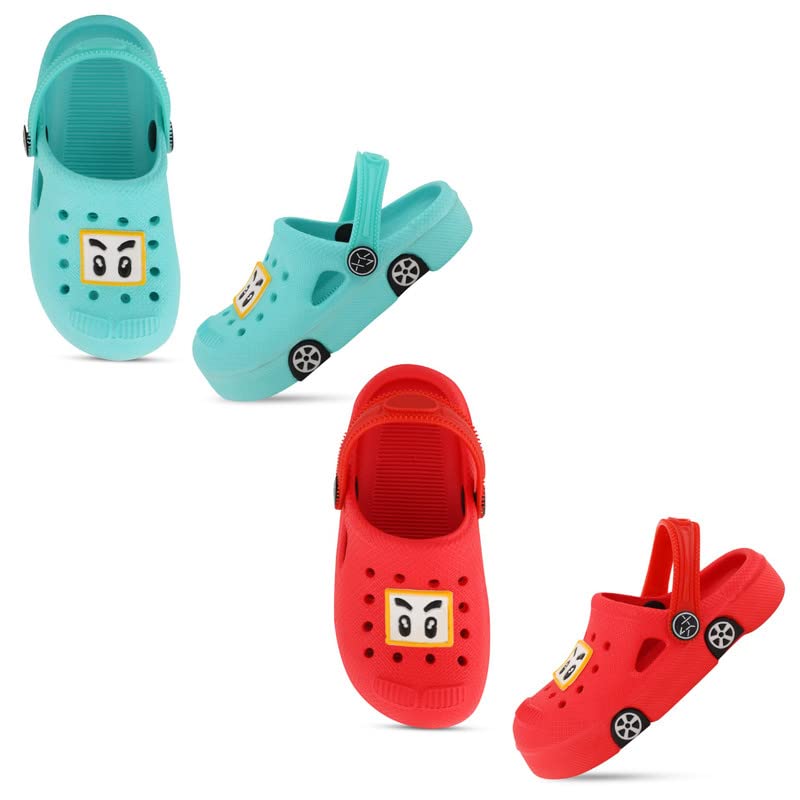 Image of SMARTOTS Pack of 2 Car Design Kids Clogs for Daily Use, Kids Eva Sandals for Boys and Girls with Adjustable Sling Back Strap