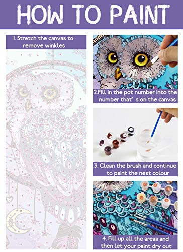 Gronda Schilderen DIY blauwe uil vogel dieren afbeelding dromenvanger paars set natuur schilderij DIY decor slaapkamer… - Image 5