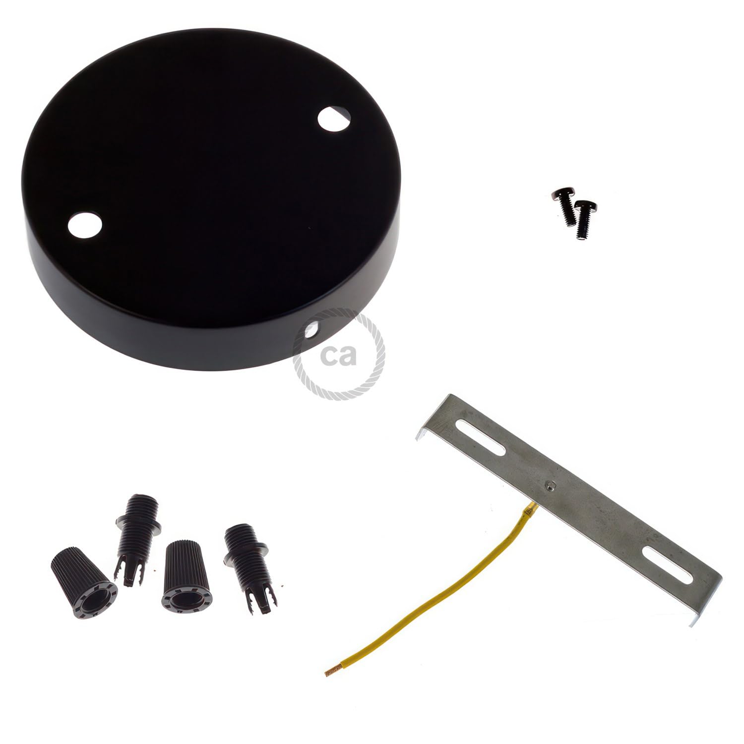 creative cables - SMART - Zylindrischer 2-Loch Lampenbaldachin Kit aus Metall - kompatibel mit Sprachassistenten - Konisch, Schwarz