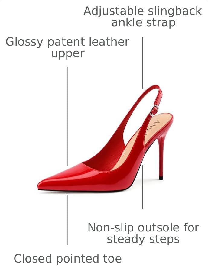 Image of Adrizzlein Slingback Heels for Women Stiletto High Heels Pumps