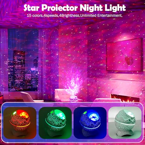 Image of XQBX Dinosaur Egg Galaxy Projector an Aurora Projector with Bluetooth Speaker & White Noise - Valentine's Gift for Her /Him, Room Decor, Soothing Sleep Aid Gifts for Teen Girls /Boys