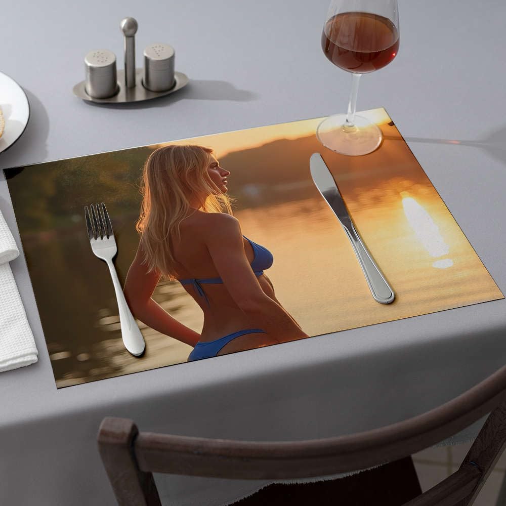 Sets de table jaunes pour protéger et décorer la salle à manger motif coucher du soleil