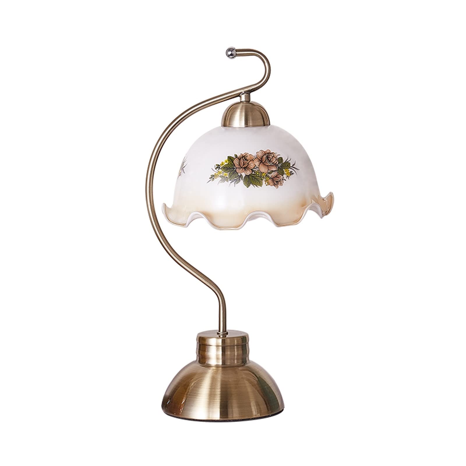 Lampy stołowe/Lampy biurkowe do domowego biura Retro lampa biurkowa lampka nocna z kwiatkiem szklanym kloszem ściemniana lampka nocna ze sterowaniem dotykowym z metalowym stojakiem do biura Biurkowe/k