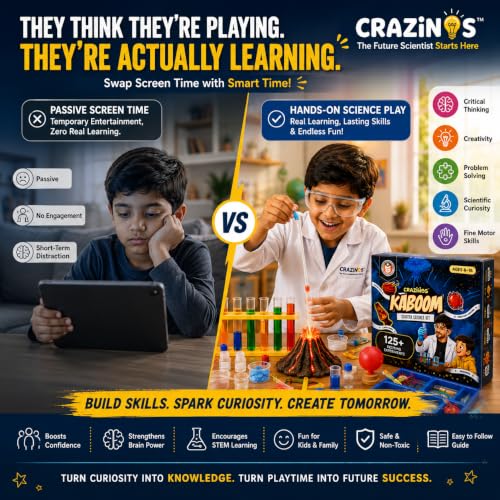 Image of Kaboom School Science Kit with 125+ Experiments | STEM Learning & Educational Toy Birthday Gift for Boys & Girls | Age 4-16 Years