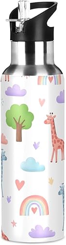 Miniatura 8 de BPA-Free Sports Water Bottle 20 Oz, Insulated Water Bottle for Gym Outdoor Travel School, Cute Giraffes Colors