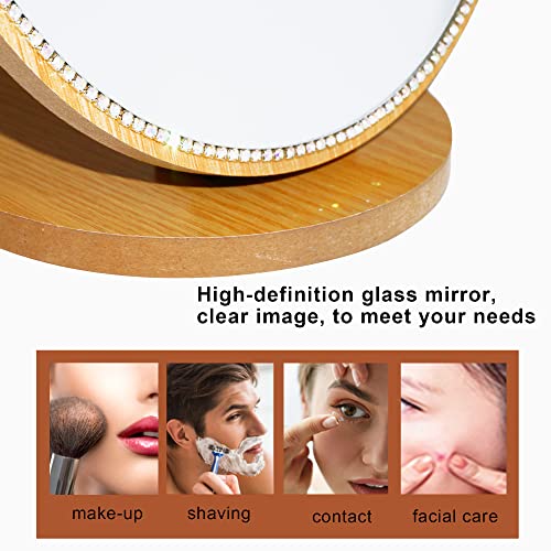Espejo de maquillaje con base de madera y forma de gato miniatura 5