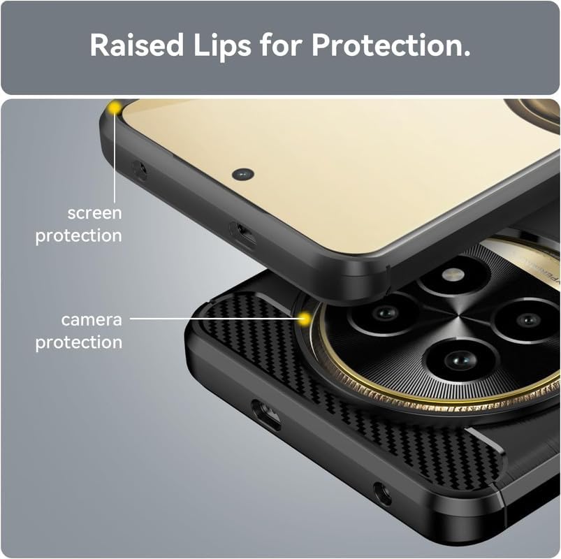 Image of NPRC Hybrid Ultra Slim Protective Case TPU Non-Slip Carbon Fiber Texture Shockproof Case Cover for Realme 13 pro+ - Black