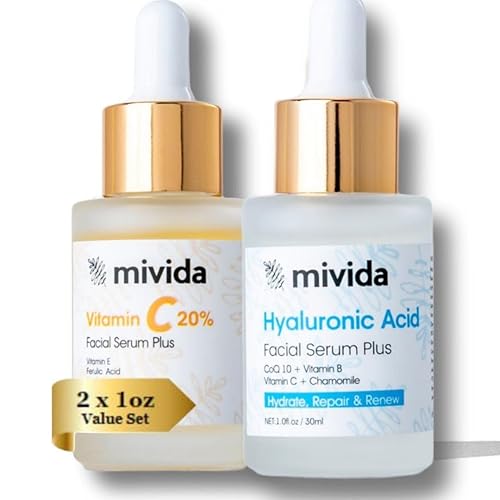 Juego de 2 sueros faciales  Suero de ácido hialurónico + suero de 20% vitamina C para la cara  Sueros faciales hidratantes y antiarrugas  Vegano, disponible en Yaxa Colombia