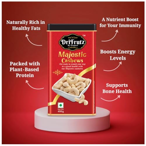 Image of DRIFRUTZ Majestic Cashew W180 | 2000g (400g x 5) | Whole Cashew Kernels | Suitable for Gourmet Preparation, Thoughtful Gifting, Tasting Platters, and Protein-Rich Indulgence