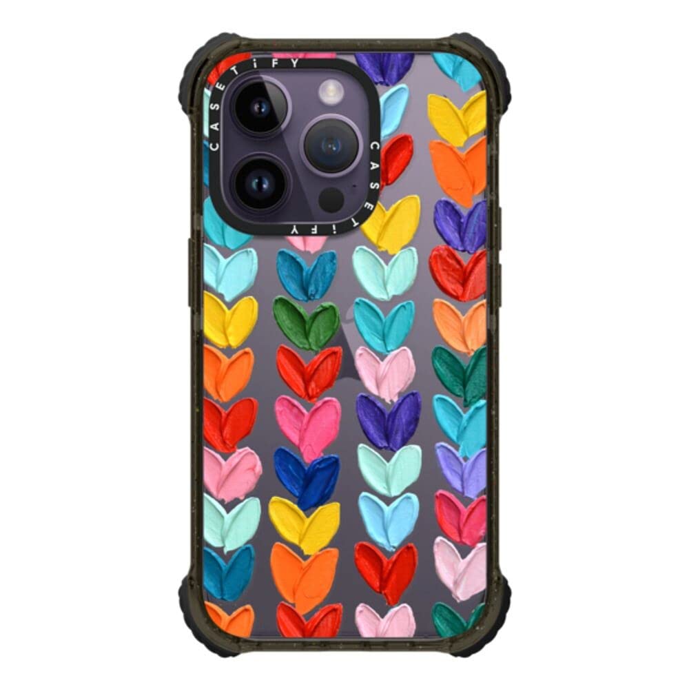 CASETiFY Etui ochronne Ultra Impact na iPhone'a 14 Pro - Polka Daub Hearts - Błyszczący Czarny Re/CASETiFY
