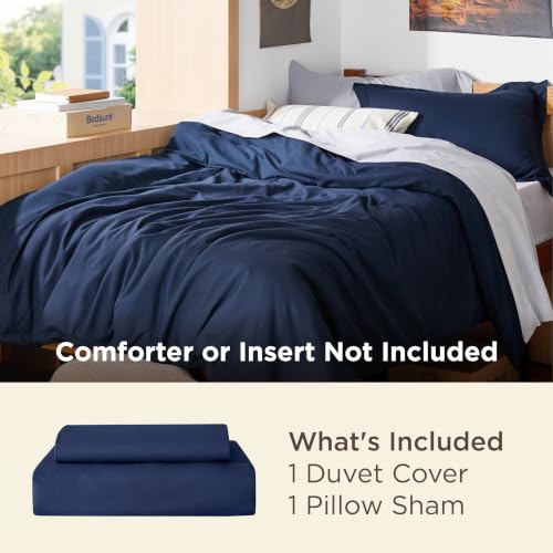 Image of Bedsure Twin /Twin XL Duvet Cover, Double Brushed Bedding Set, Navy Blue | For Kids & Adults, 68 inchx90 inch Comforter Cover, Hotel Luxury, All Season, Breathable, Easy Care, Lightweight, Zipper Closure