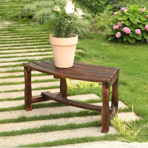 Banco Jardin Exterior de Madera, Banco Madera Rustico, Sin Respaldo, Combinable, Capacidad de Peso de 250 kg, Pulido Fino, Anticorrosión y a Prueba de Humedad(Brown)