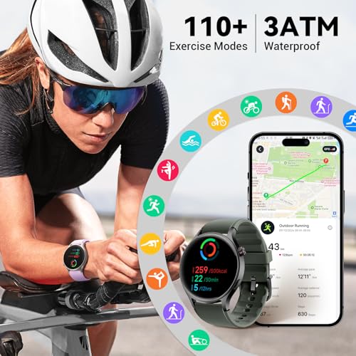 Image of Fitpolo Smart Watch for Men Women,1.3 inch AMOLED Touchscreen Fitness Tracker, Make /Answer Calls, Heart Rate SpO2 Monitor, 3ATM Waterproof, Sleep & Activity Tracking Smartwatch for Android Phones iPhone