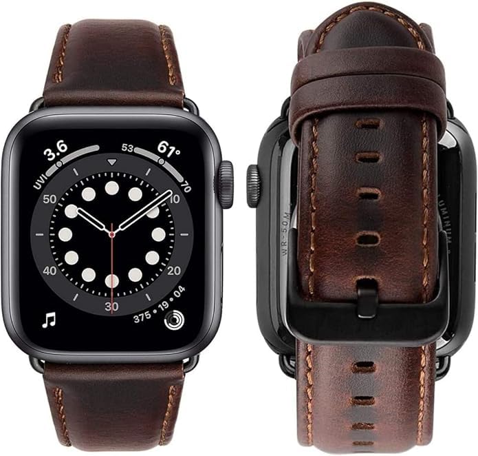 Priefy Genuine Leather iwatch Strap, Classic Vintage Watch Bands for Apple Watch Straps Series Ultra2,Ultra,8,Se2,7,6,5,4,3,2,1 (49|45|44|42mm) - Coffee Brown [Watch Not Included] (B0D9LTSYY4) Amazon Price History, Amazon Price Tracker