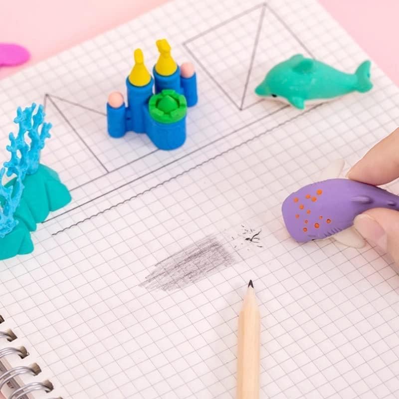 Bharat EXPORTS Enterprise Beautiful 3D Mermaid Theme Ocean Princess with Castle Rubber Pencil Erasers, School Stationery for Kids, Boys Girls, Birthday Return Gifts 2