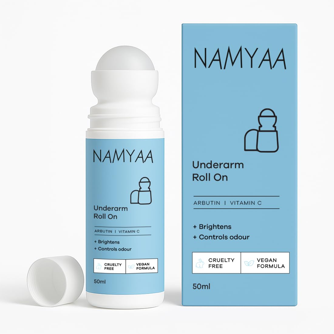 Namyaa Underarm Roll On with 4% AHA BHA and 6% Brightening Complex | Reduces Pigmentation & Odour - Keeps Skin Fresh & Clean 50ml-image-0