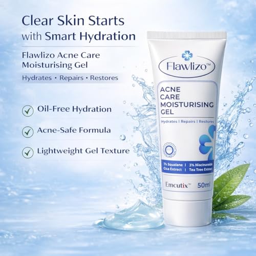 Image of Acne Care Moisturising Gel with 2% Squalane, 3% Niacinamide, Hydrating & Oil-Control Formula, Repairs Skin Barrier Reduces Redness & Acne, For Acne prone Skin, Dermatologically Tested, 50 ml