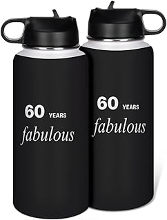 Butelka do picia ze stali nierdzewnej Travel Mug 60. urodziny 60 lat bajeczna kubek próżniowy z podwójnymi ściankami kubek z pokrywką ze słomką butelka podróżna szczelna kubek samochodowy biały 1000 ml (32oz)