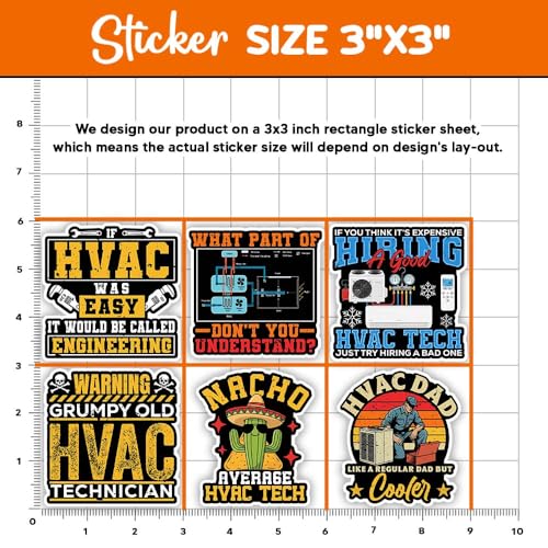 Image of MAIANEY (15Pcs-3in) HVAC Technician Sticker Pack - Funny HVAC Tech Stickers for Toolbox, Helmet, Laptop, Water Bottle, Work Gear, Durable Waterproof Vinyl Decals Gift for Mechanics