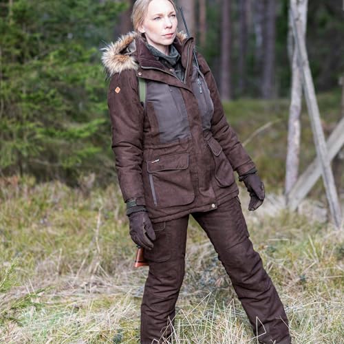 Pinewood Damen Abisko 2.0 Damen Jagd Hose - Outdoorhose Damen - komfortable, gefütterte und praktische Hose für die Jagd und das Ansitzen - mit abnehmbaren Hosenträgern und Rückenpartie