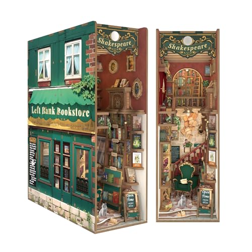 Tonecheer DIY Book Nook Kit for Adults, 3D Wooden Puzzle Bookend Bookshelf Insert Library Bookstore...
