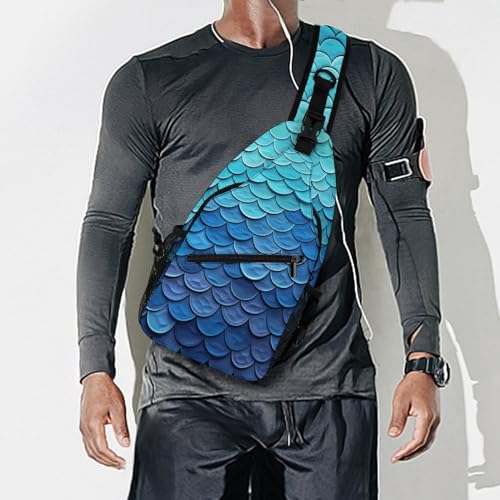 Bolso Cruzado Deportivo Azul Estilo Escama de Sirena miniatura 7