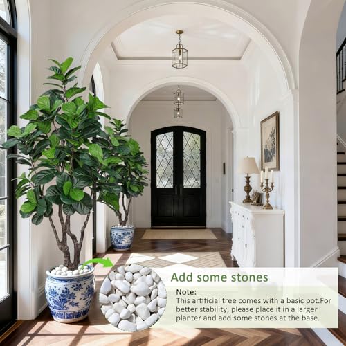 Image of 7FT Artificial Fiddle Leaf Fig Tree for Home Decor, Realistic Faux Plants Indoor Ficus Lyrata Trees in Pot, Fake Floor Plant for Living Room Office Christmas Housewarming Gift
