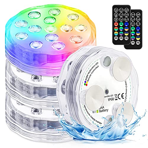 Pool Lights Submersible LED Light with Remote, Waterproof Pond Lights with Upgrade Suction Cups,Magnets, 16 Changeable Colors 3.35'' Battery LED Light for Underground Pool Fountain Pond Aquarium