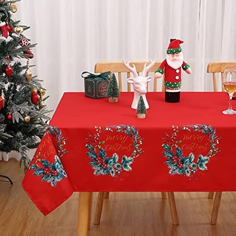 Mantel de Navidad Rojo Impermeable 137x274cm Cover
