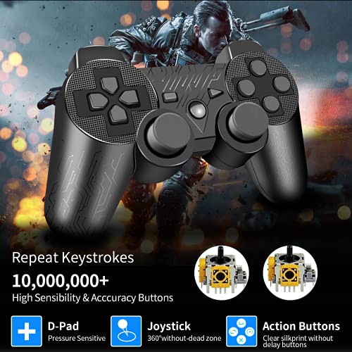 Tonsum Wireless Controller, Game Controller Wireless Compatible For Series 3 System , Double Vibration Gamepad With Charging Cable (Black Circuit Pattern) #TOP4